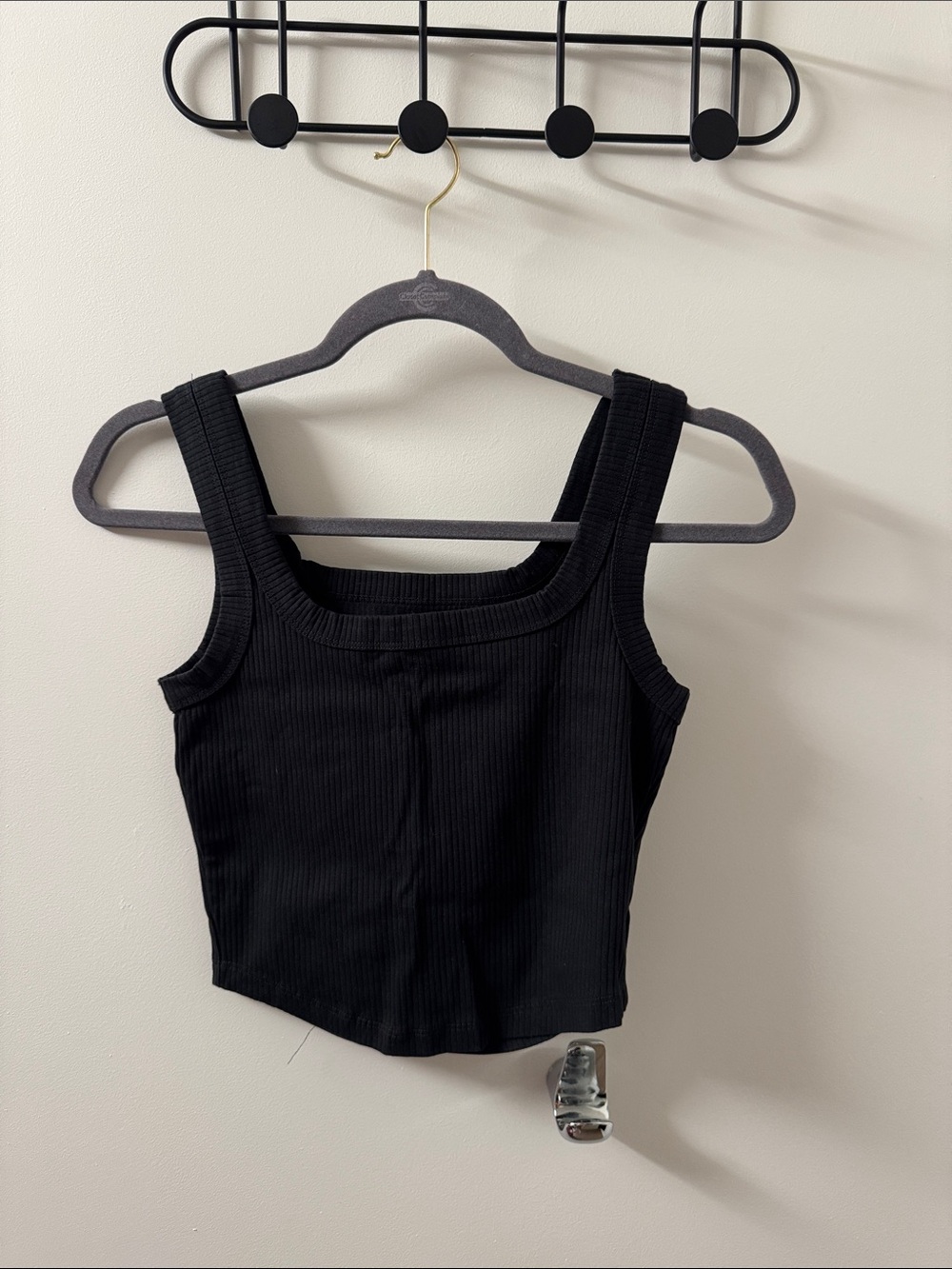 Madewell Black Ribbed Square-Neck Tank Top - Women